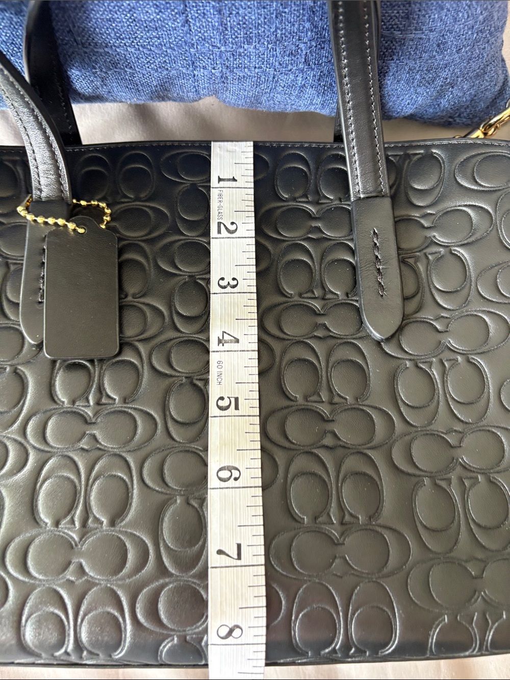 Coach Charlie Carryall 28 Signature Embossed Black Leather Handbag/Crossbody - Picture 13 of 14